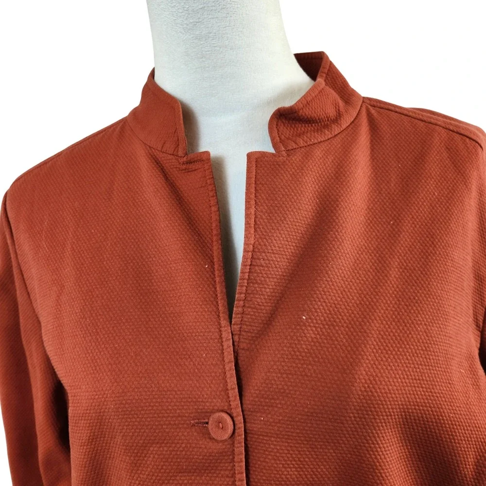 Eileen Fisher‎ Red Orange Textured Knit Blazer Jacket Women's Size L